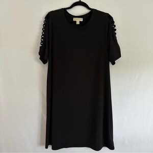Michael Kors short sleeve round neck 1X basics Black dress sleeve straps